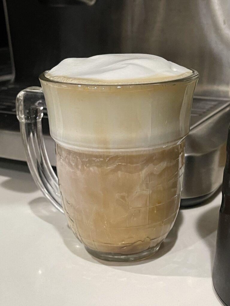 homemade cappuccino with almond milk foam