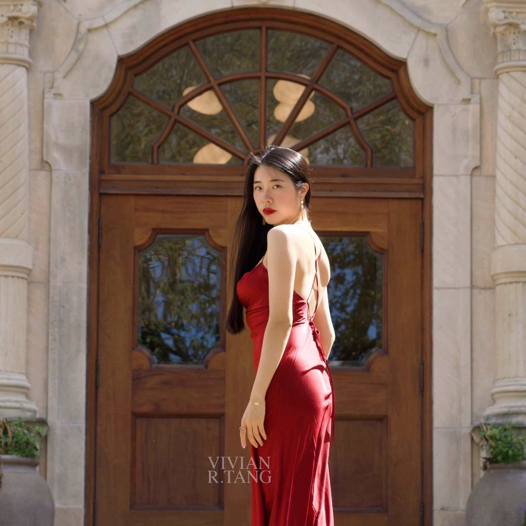 vivian r tang silk maison red dress