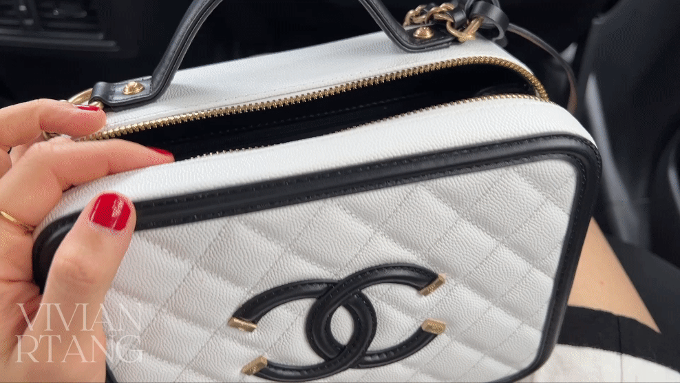 Chanel Filigree Vanity Case Bag, black and white