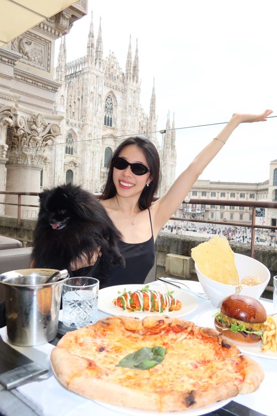 Milan Italy Vivian Tang Black Pomeranian travel momo mimi